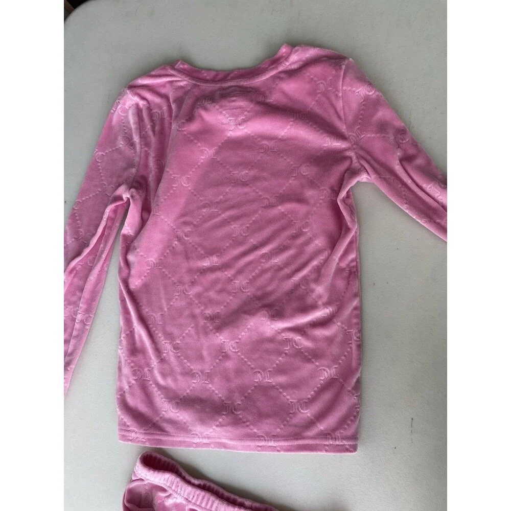 Juicy Couture Girls Pink Velour Monogram Pajama Set Size 12